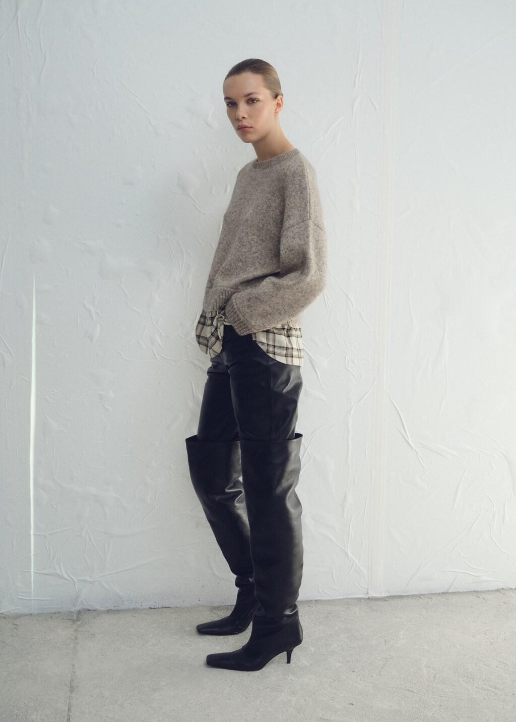 Brown Combined Hooded Sweater, Medium Brown, large image number 5