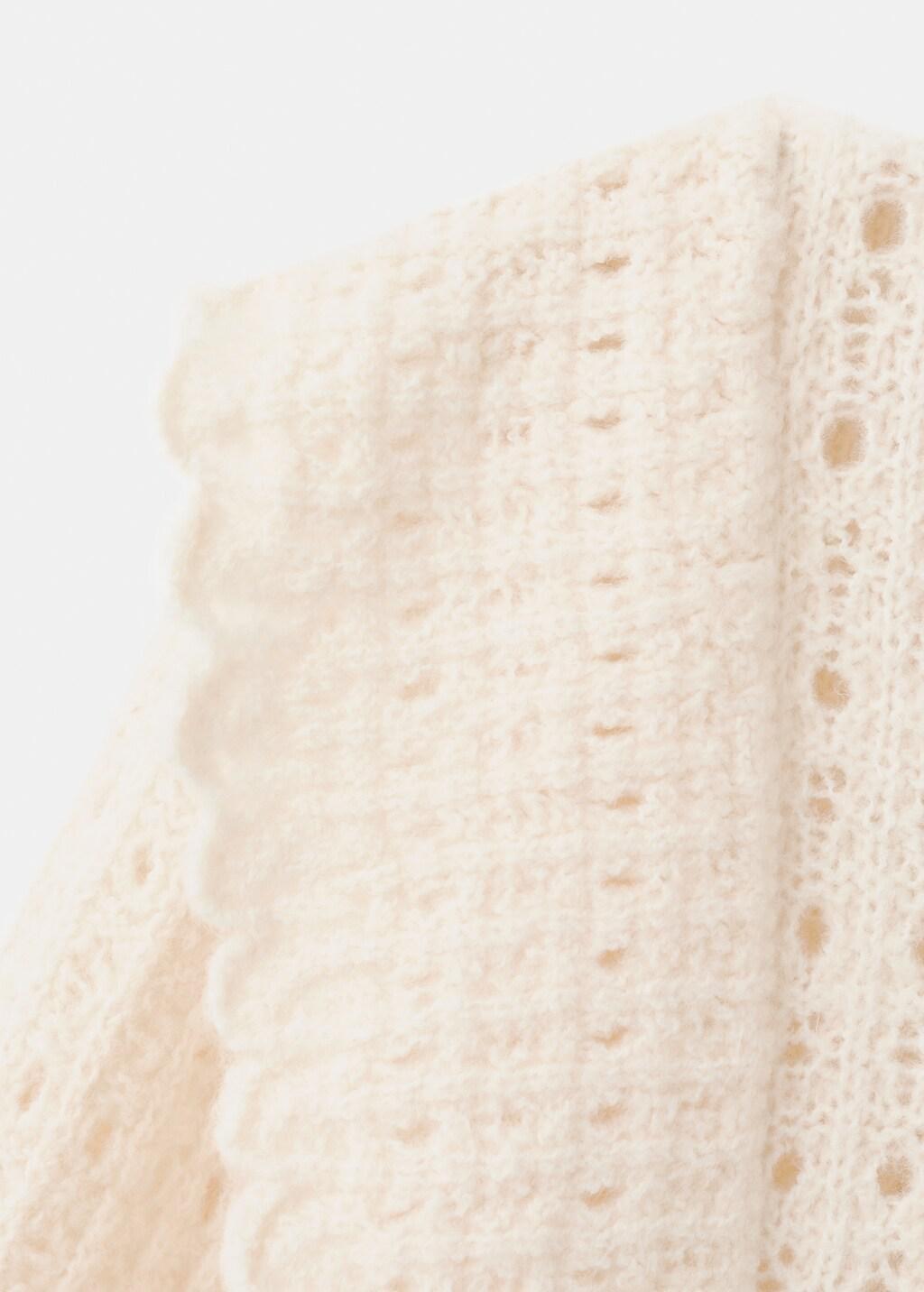 Beige Openwork Knitted Sweater With Ruffles, 0201_05, medium
