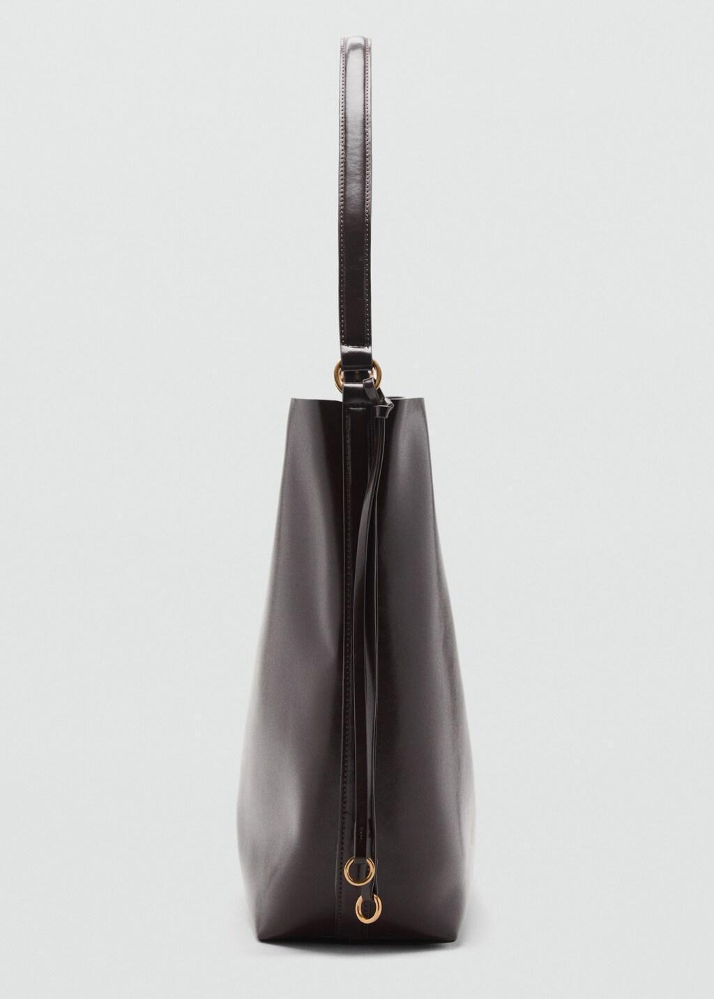 Brown Shiny Shoulder Bag, Dark Brown, medium
