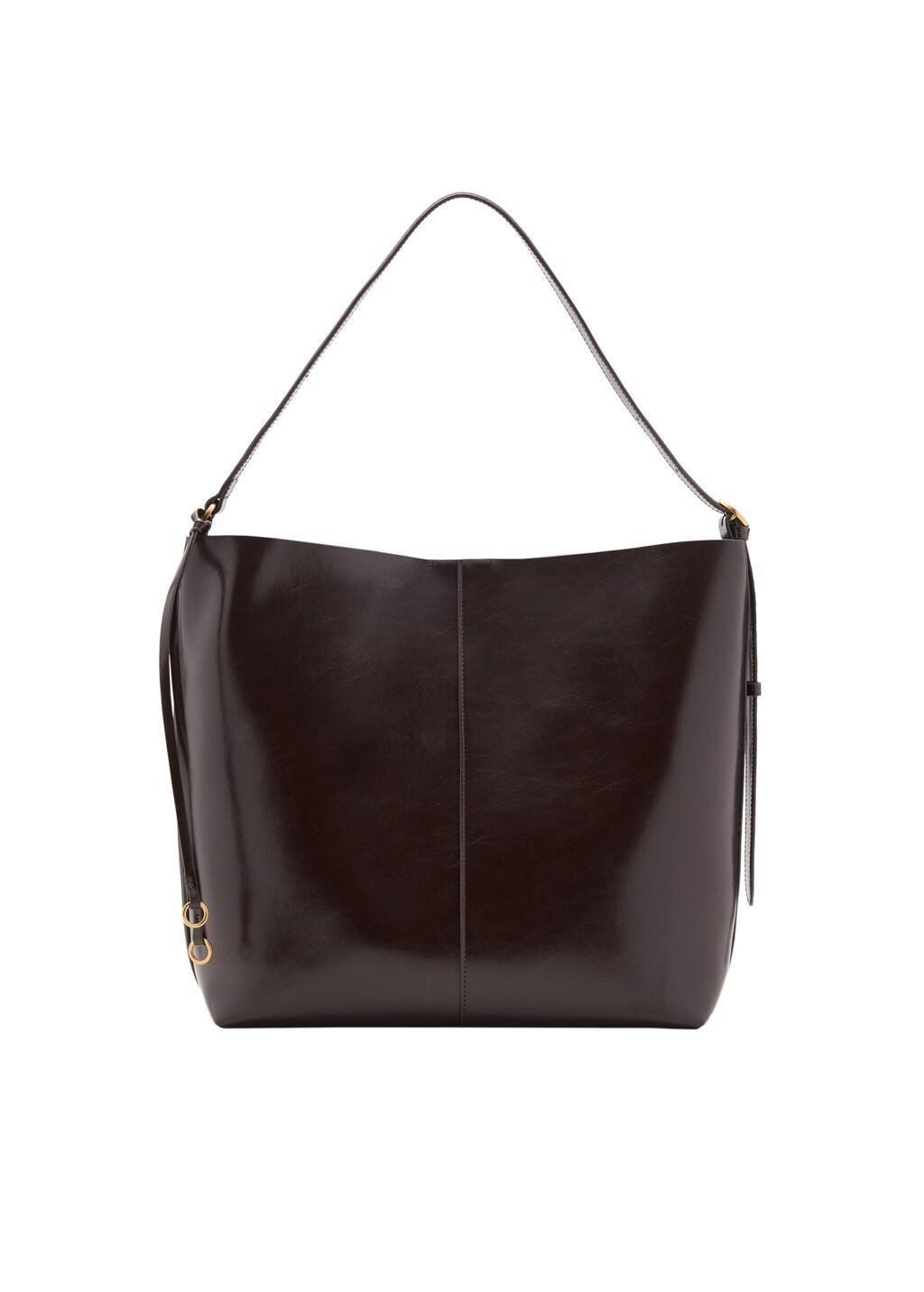 Brown Shiny Shoulder Bag, Dark Brown, large image number 3