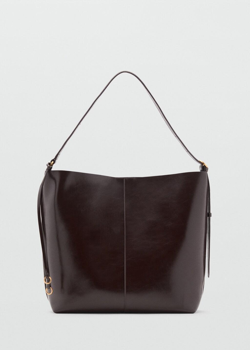 Brown Shiny Shoulder Bag, Dark Brown, large image number 4