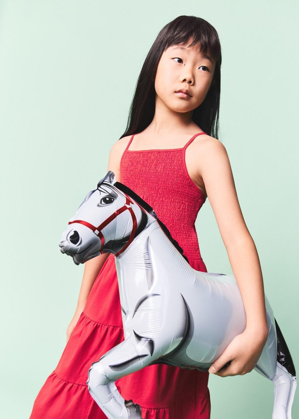 Red Ruffles Flowy Dress, Kids Girls, Red, large image number 0