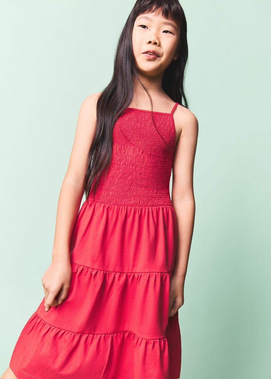Red Ruffles Flowy Dress, Kids Girls, Red, large image number 3