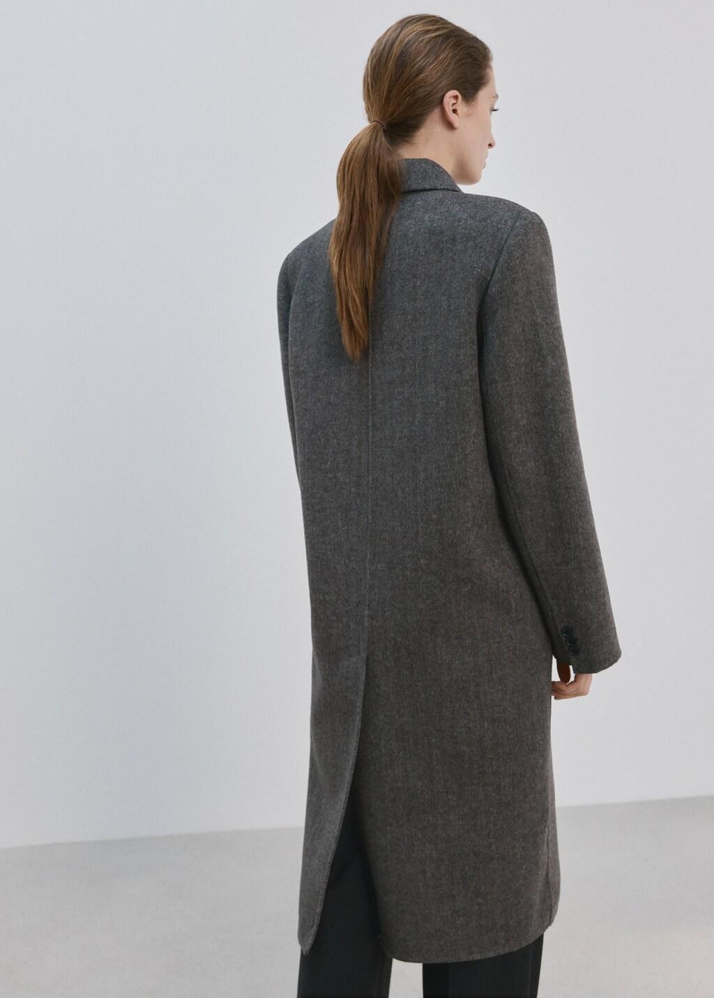 Grey Double-Breasted Wool Coat, Grey, large image number 2