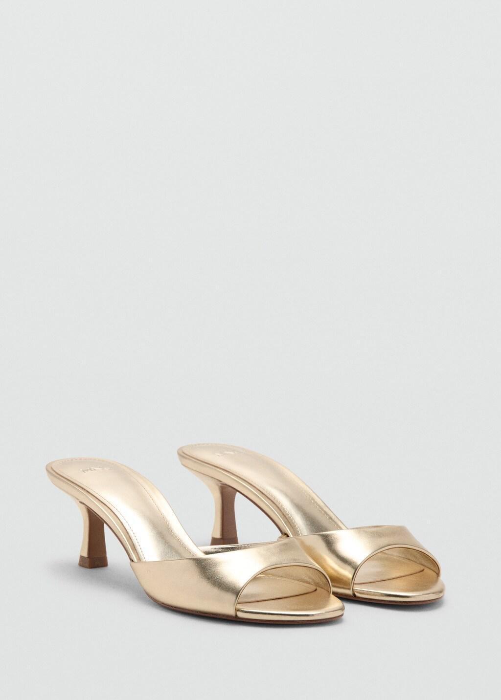Gold Kitten Heel Sandals, Gold, large image number 0