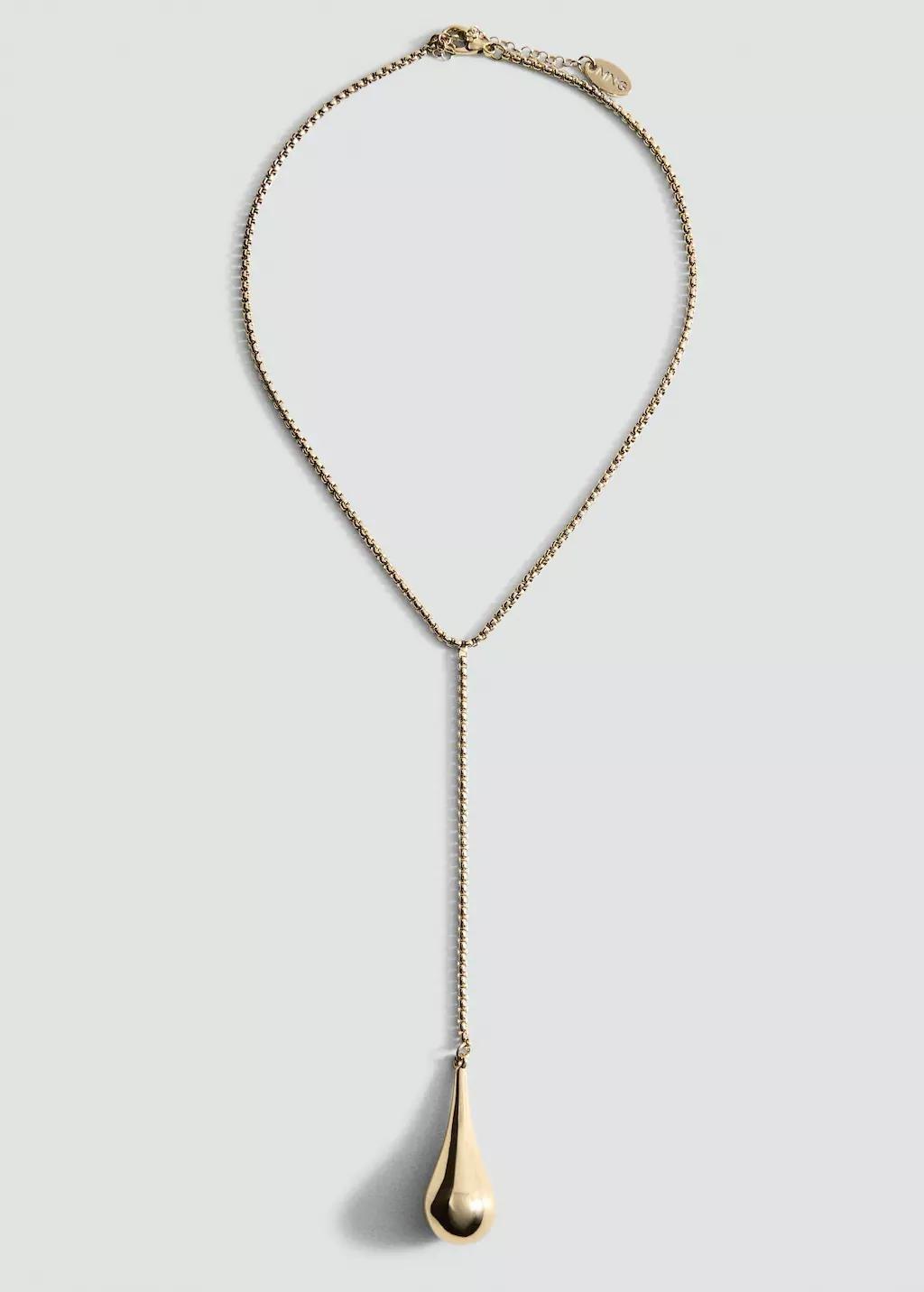 Gold Metal Pendant Necklace, Gold, large image number 3