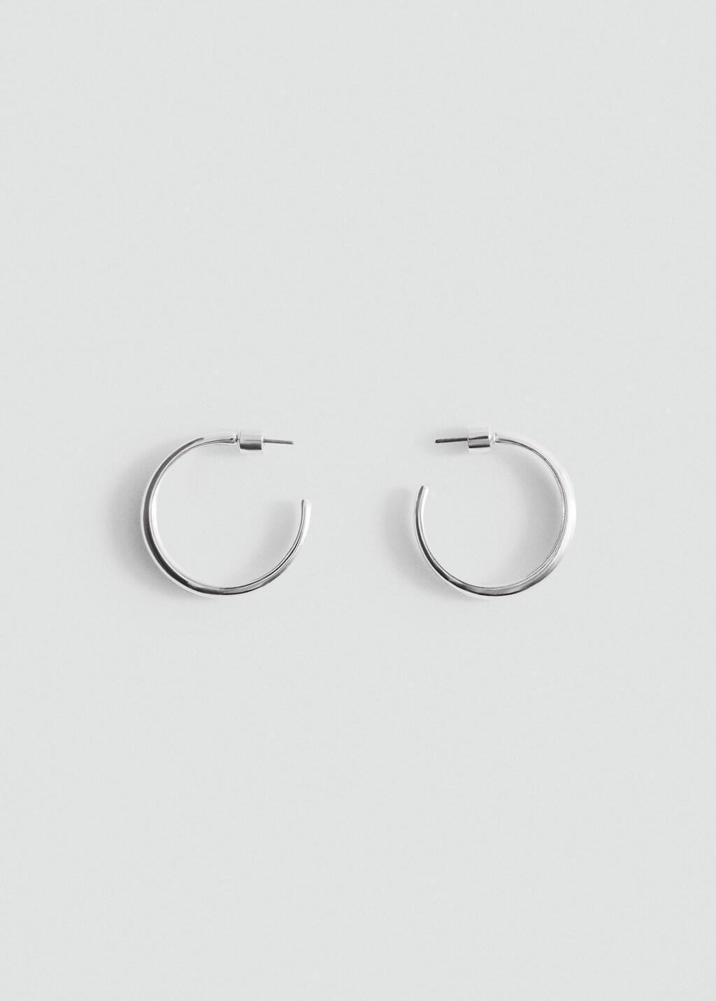 Silver Hoop Earrings, Silver, medium