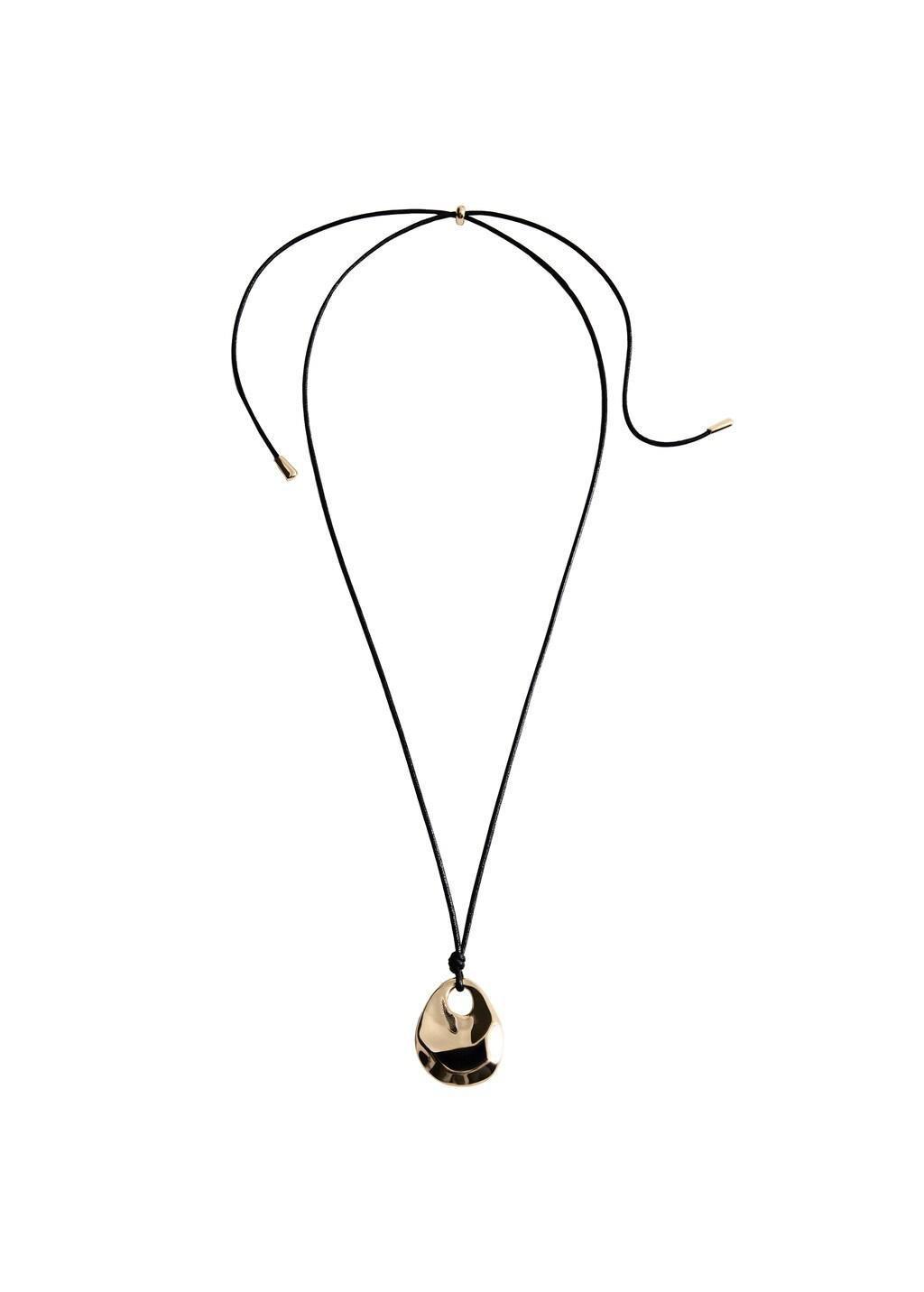Gold Metal Pendant Necklace, Gold, medium