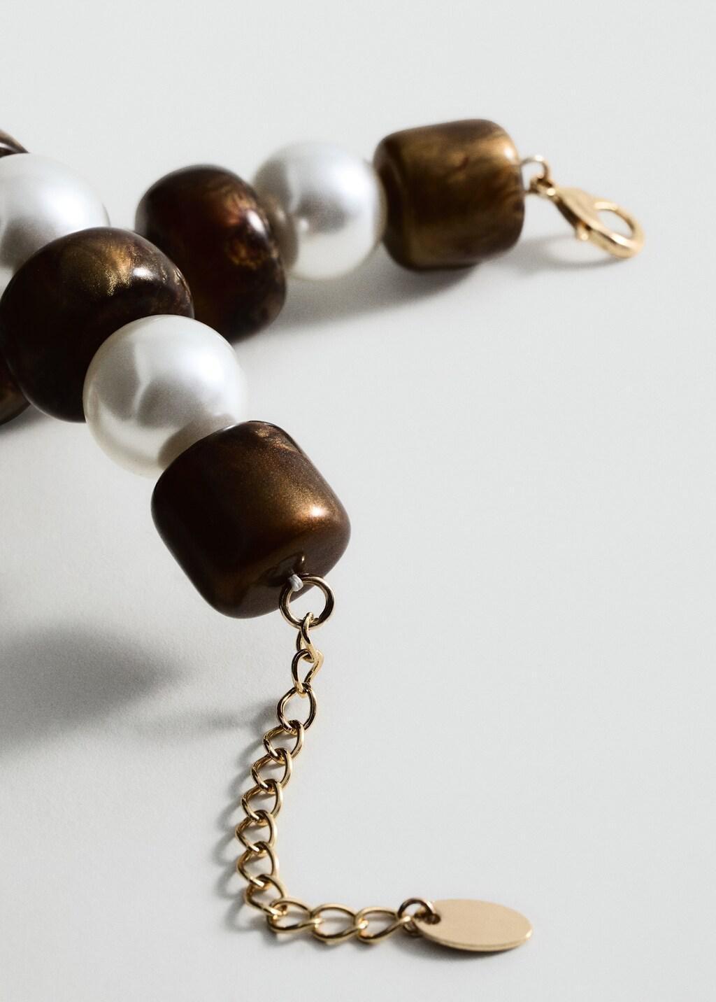 Brown Combined Beads Necklace, 0201_30, large image number 0