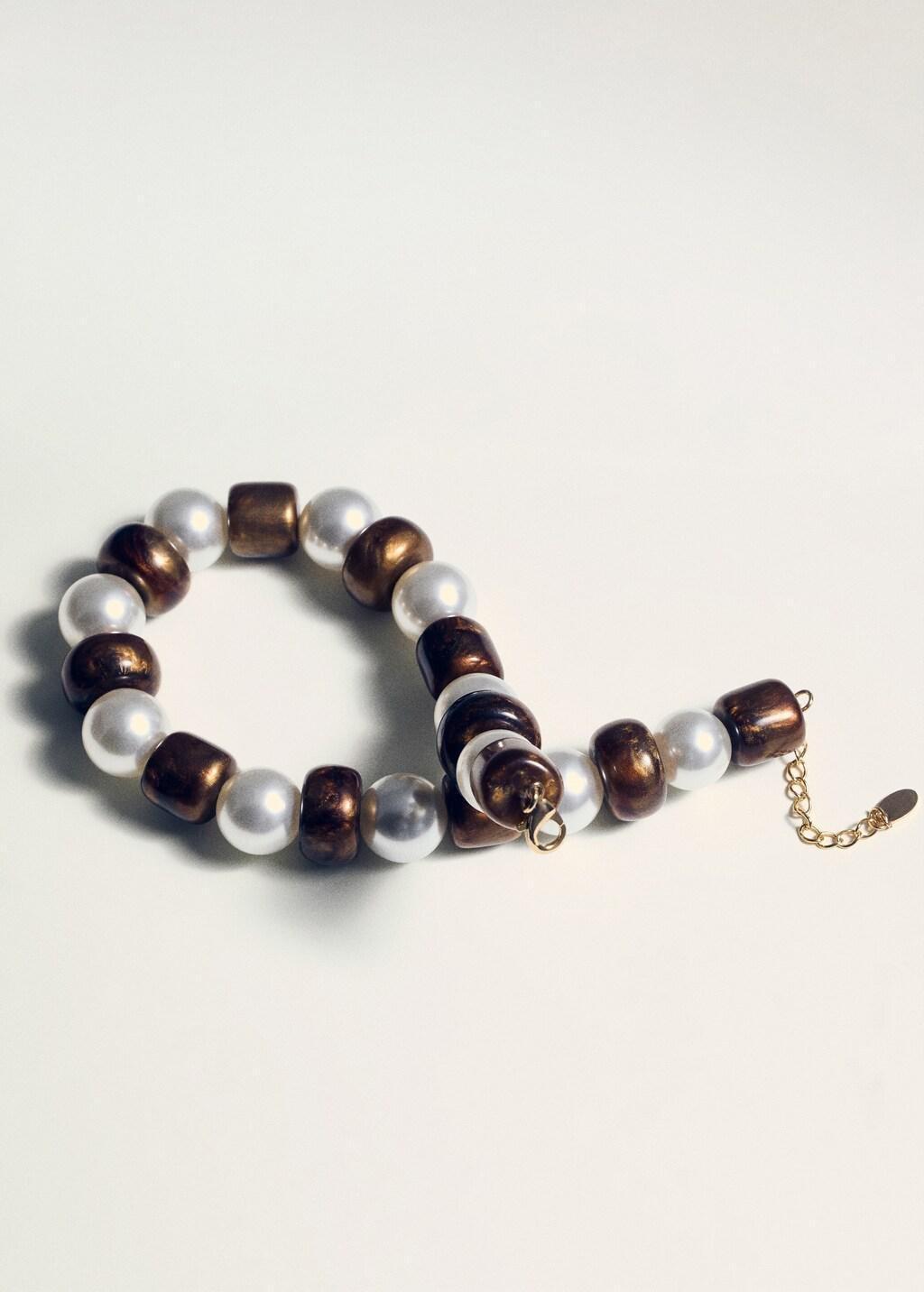 Brown Combined Beads Necklace, 0201_30, large image number 2