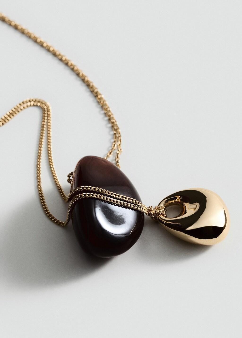 Gold Double Pendant Necklace, Gold, large image number 0