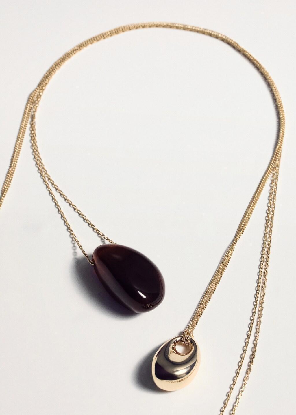 Gold Double Pendant Necklace, Gold, large image number 1