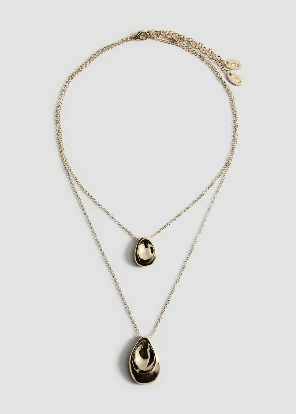 Gold Double-Drop Pendant Necklace, Gold, large image number 2