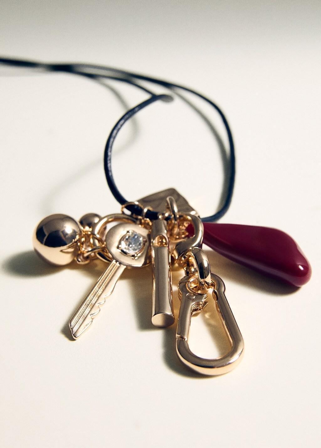 Gold Pendant Necklace With Charms, Gold, large image number 1