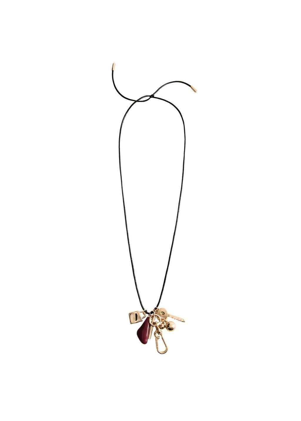 Gold Pendant Necklace With Charms, Gold, large image number 2