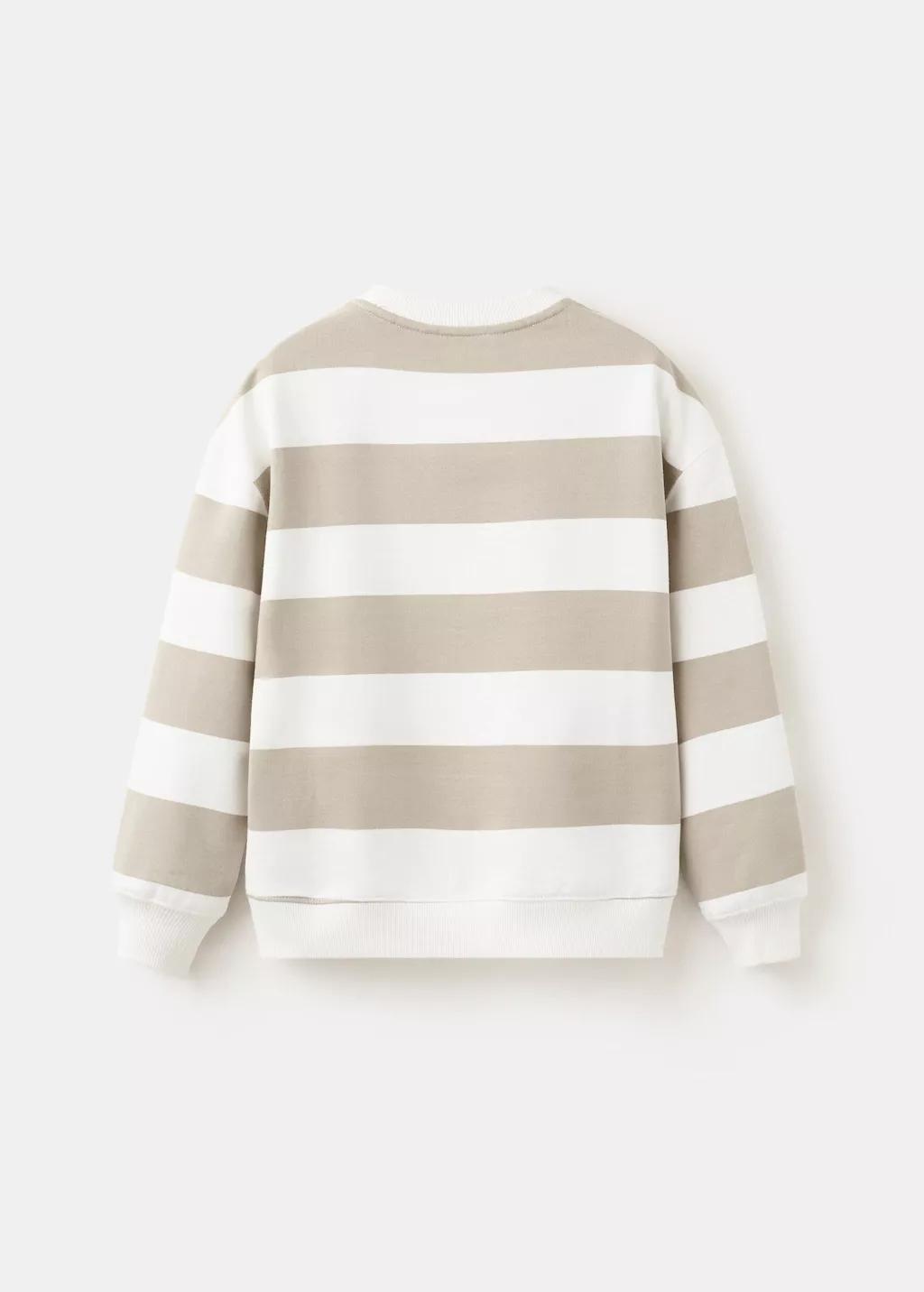 Brown Cotton Striped Sweatshirt, Kids Boys, Light Pastel Brown, large image number 2