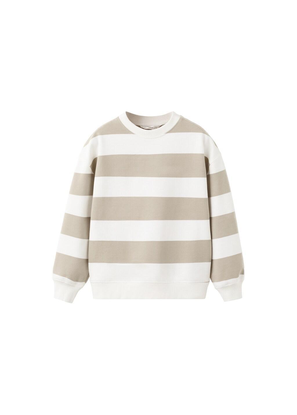 Brown Cotton Striped Sweatshirt, Kids Boys, Light Pastel Brown, large image number 6