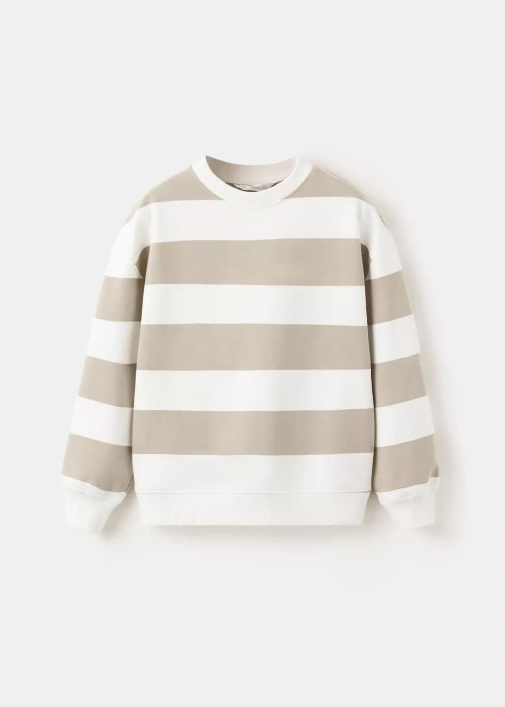Brown Cotton Striped Sweatshirt, Kids Boys, Light Pastel Brown, large image number 7
