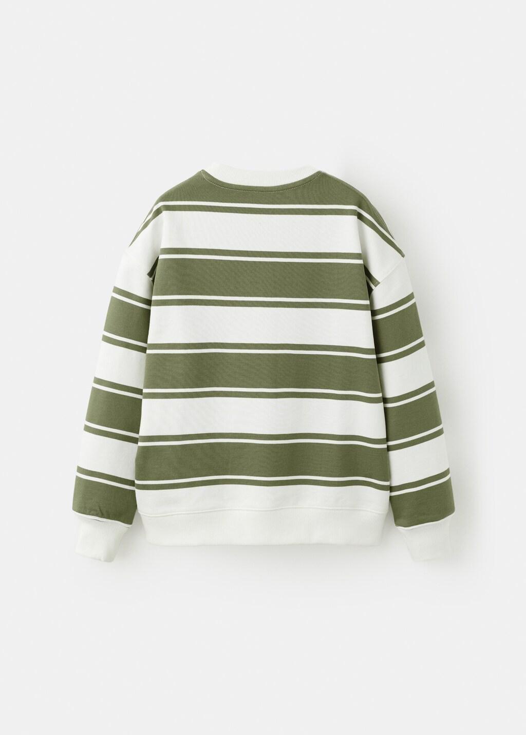 Khaki Cotton Striped Sweatshirt, Kids Boys, Beige - Khaki, large image number 1