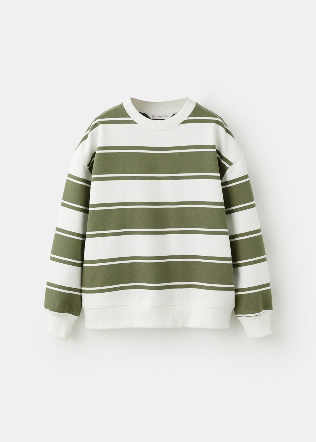 Khaki Cotton Striped Sweatshirt, Kids Boys, Beige - Khaki, large image number 5