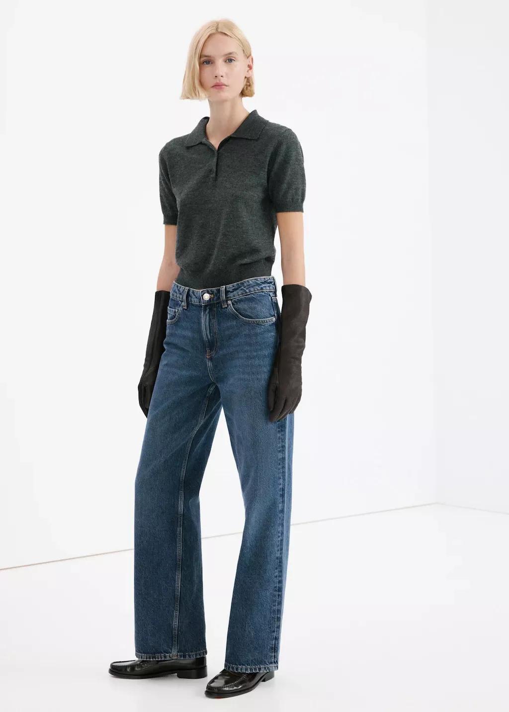 Blue Straight Low-Waist Jeans, Open Blue, large image number 0