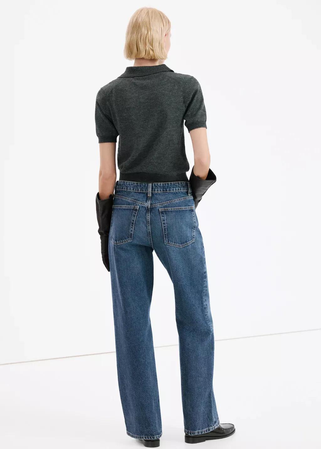Blue Straight Low-Waist Jeans, Open Blue, large image number 2