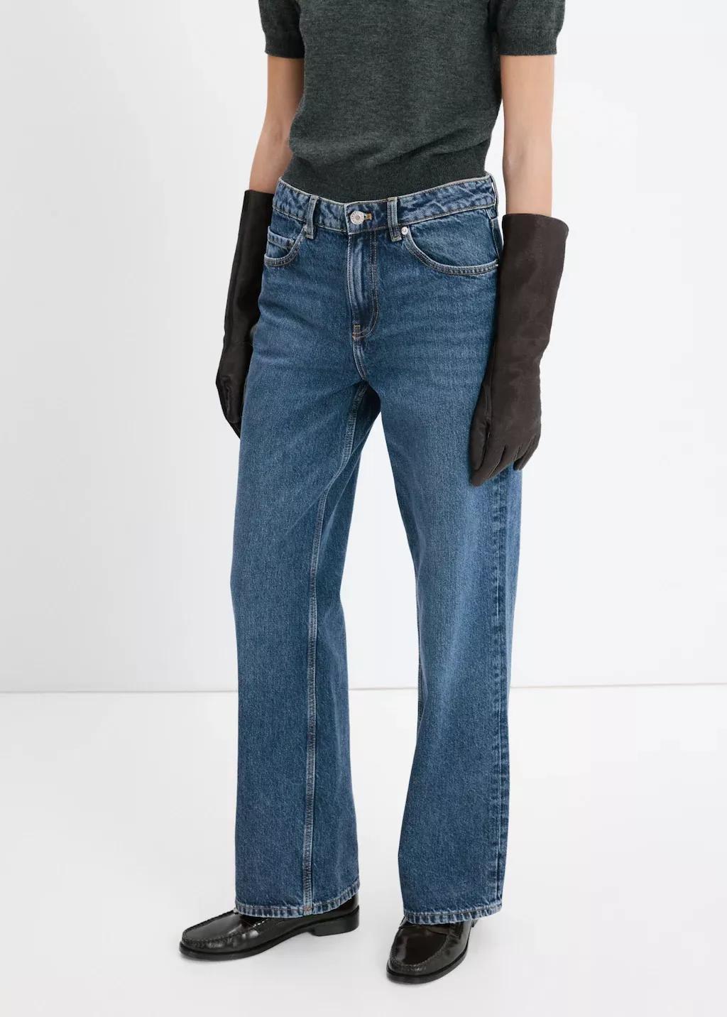 Blue Straight Low-Waist Jeans, Open Blue, large image number 3