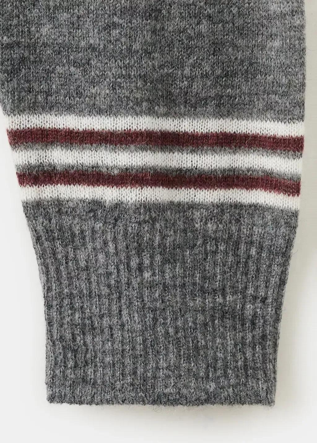 Grey Knit Striped Sweater, 0201_94, large image number 1