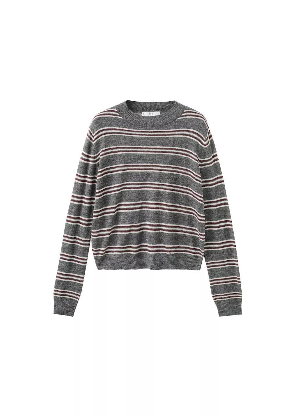 Grey Knit Striped Sweater, 0201_94, large image number 5