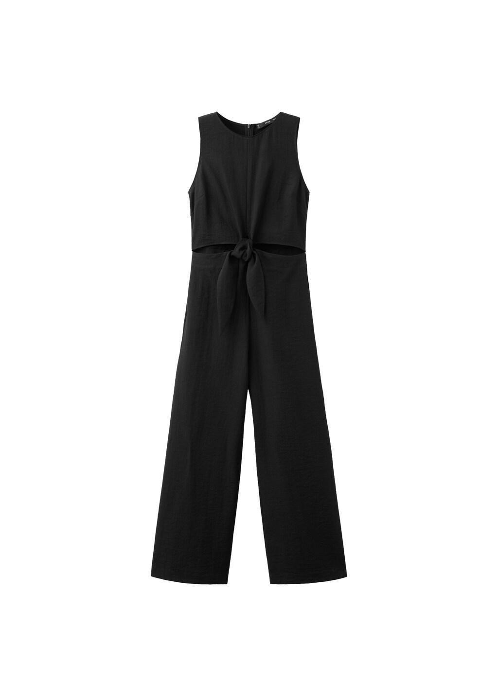Black Cut-Out Jumpsuit With Knot, Black, large image number 6