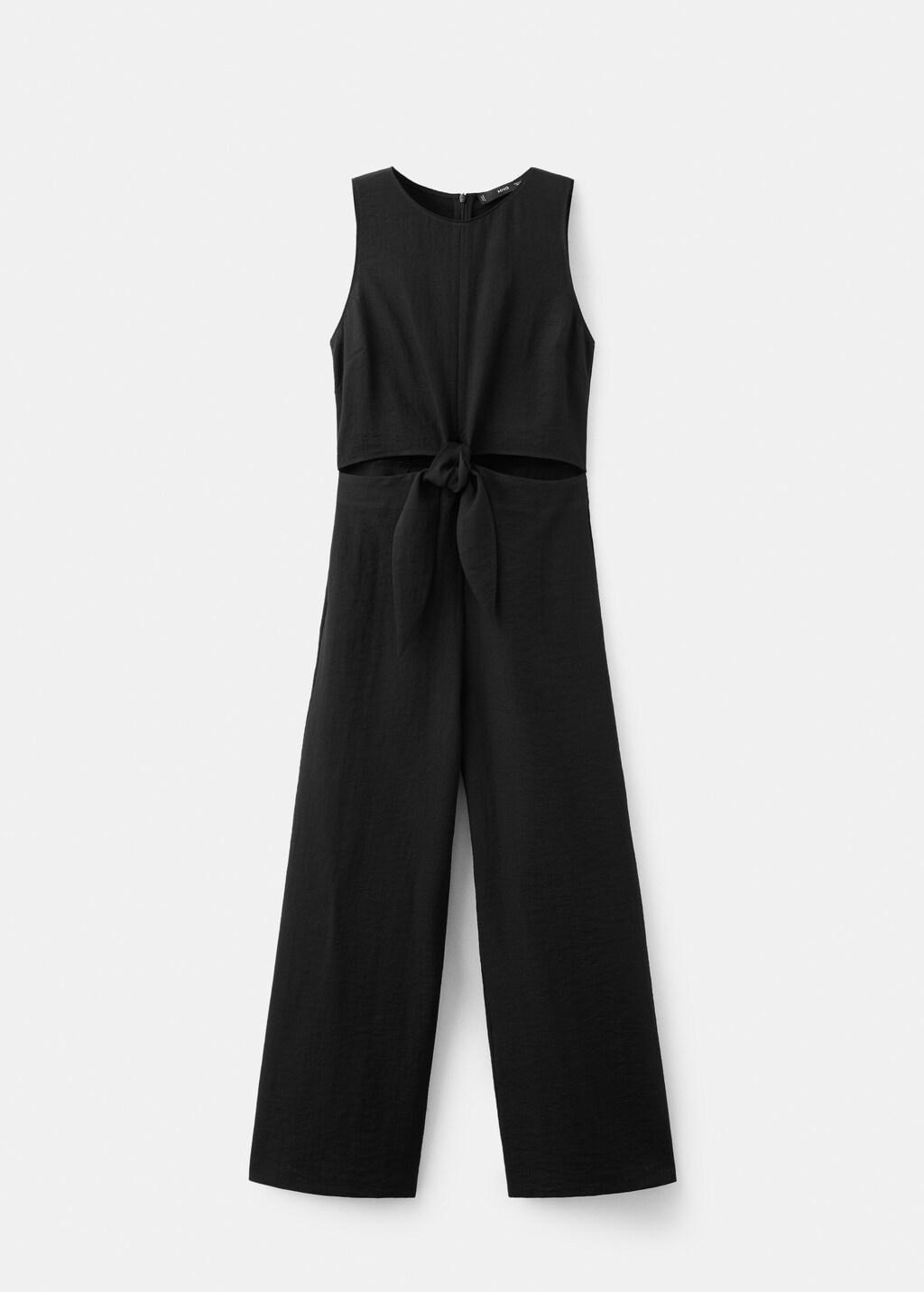 Black Cut-Out Jumpsuit With Knot, Black, large image number 7