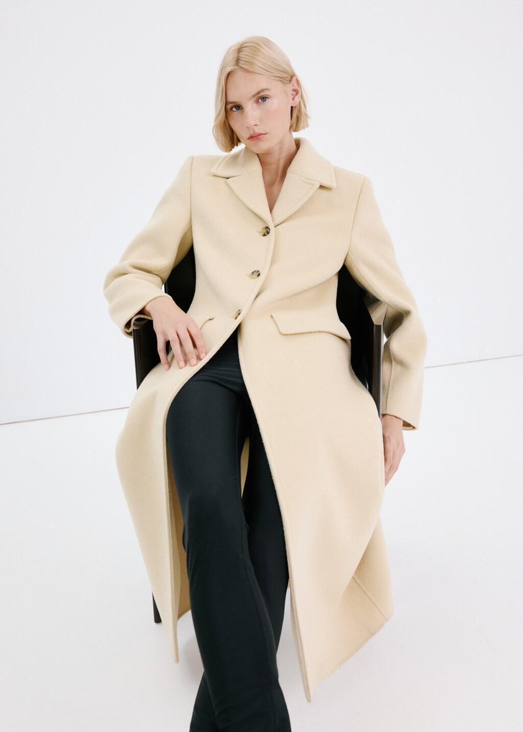 Yellow Wool-Blend Coat With Button Fastening, Yellow, large image number 6