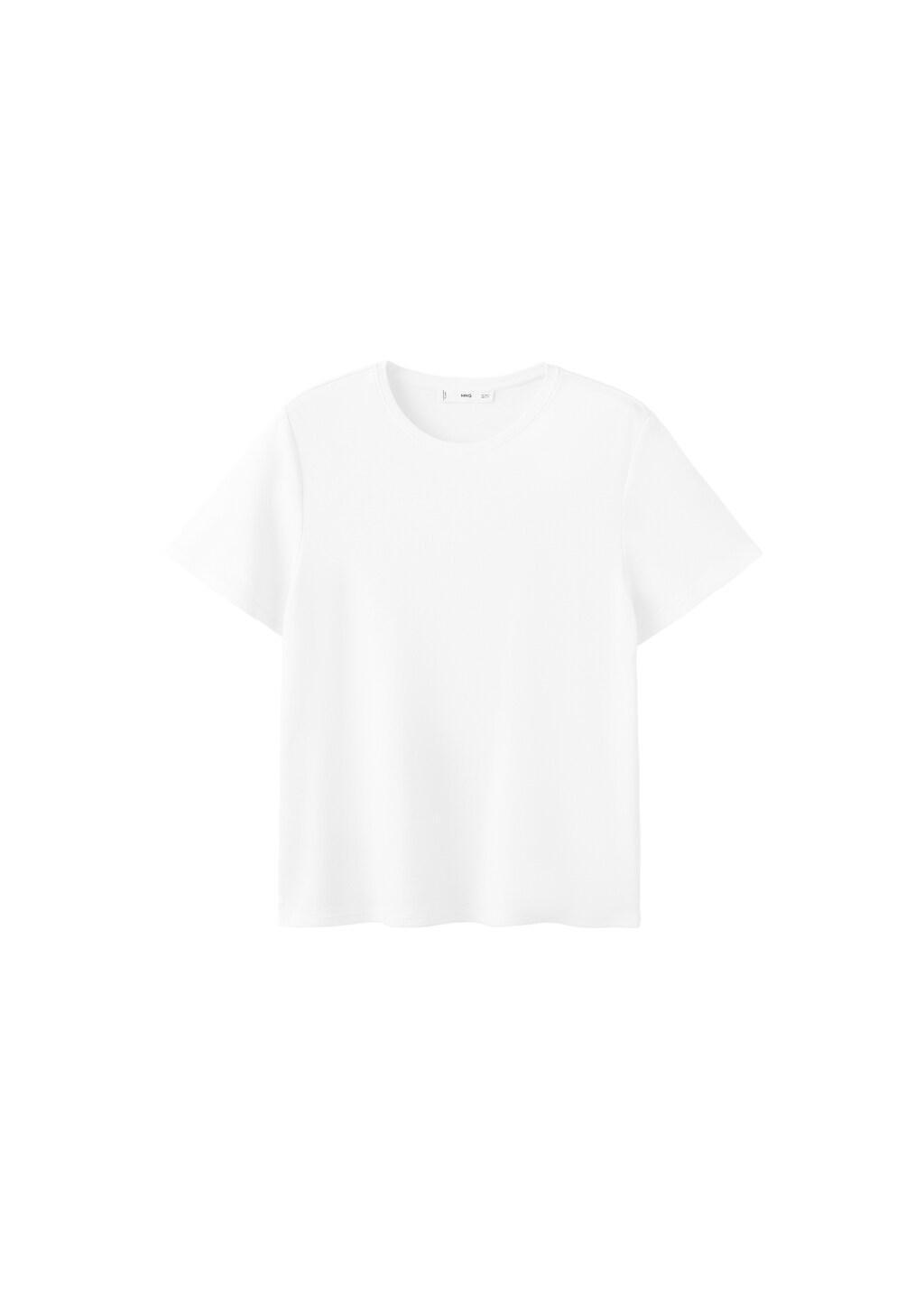 White Short-Sleeved Cotton T-Shirt, 0201_01, large image number 7