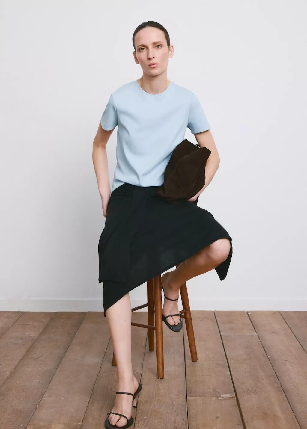 Blue Lt Pastel Short-Sleeved Cotton T-Shirt, Light-Pastel Blue, large image number 7