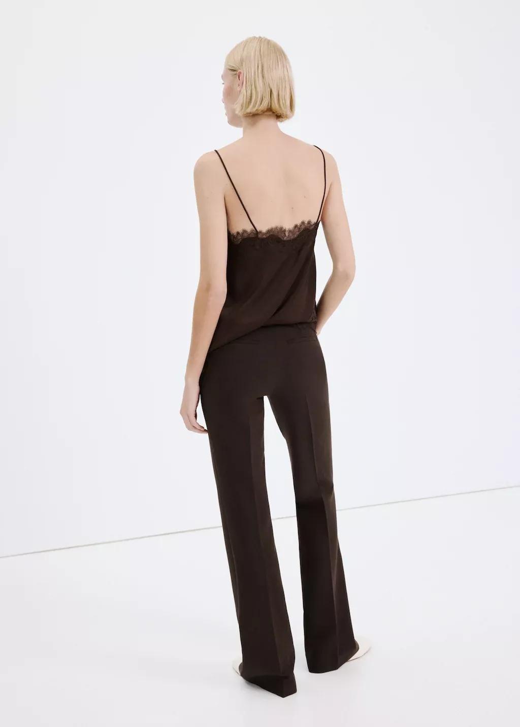 Brown Mid-Rise Flare Trousers, Dark Brown, large image number 2