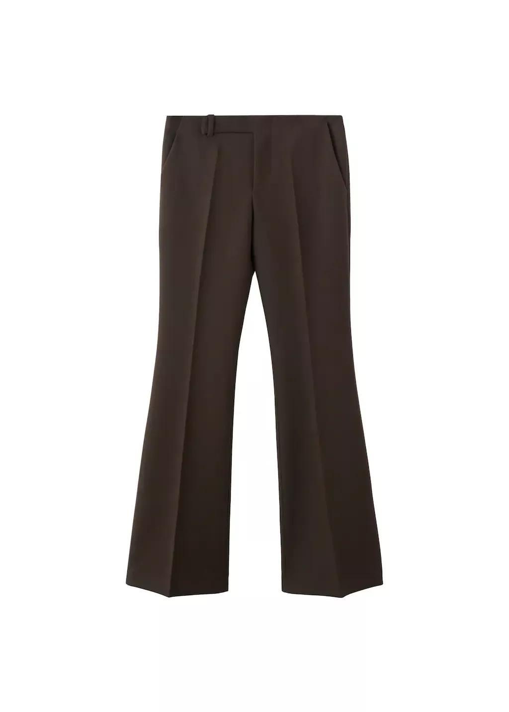 Brown Mid-Rise Flare Trousers, Dark Brown, large image number 5
