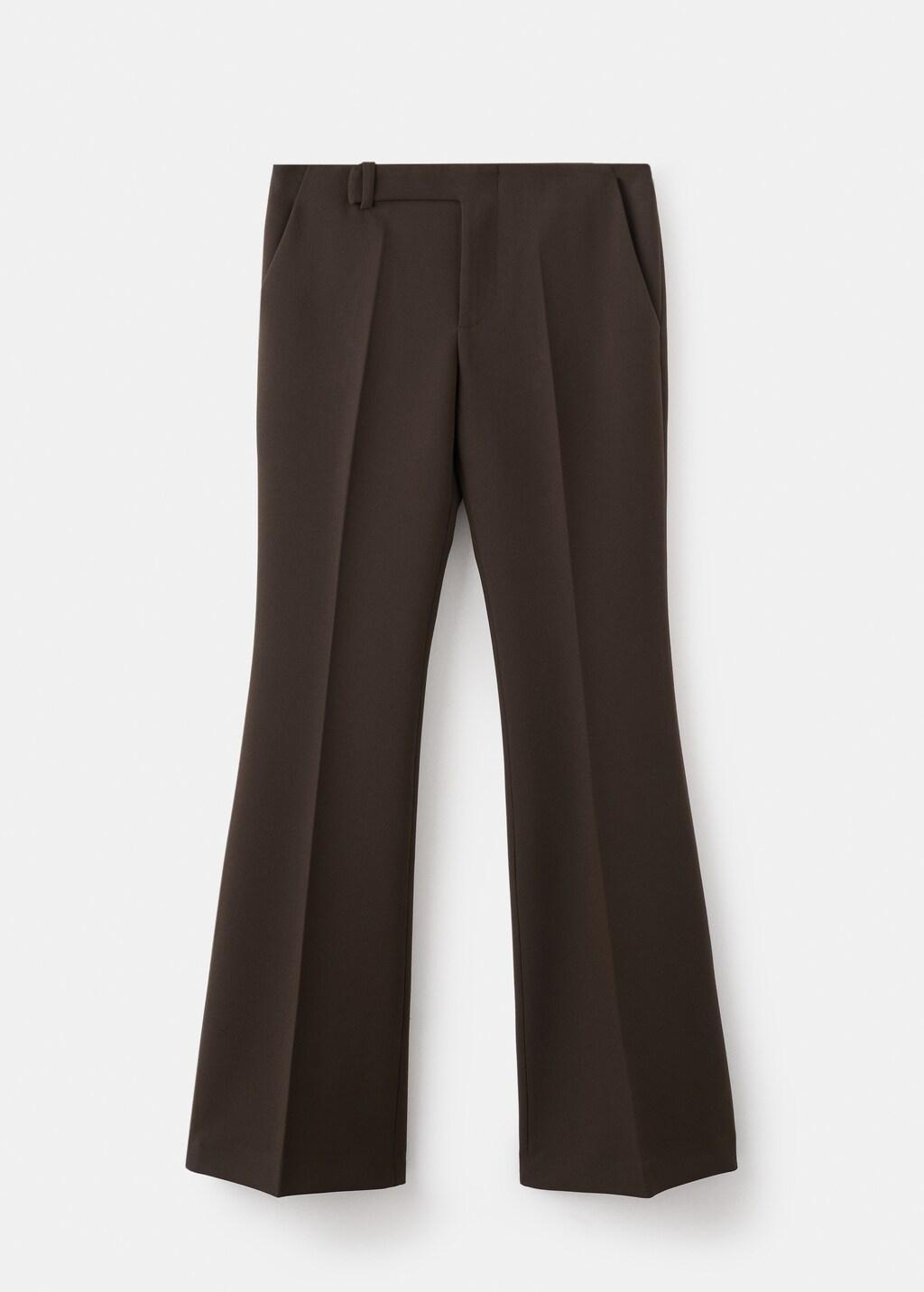 Brown Mid-Rise Flare Trousers, Dark Brown, large image number 6