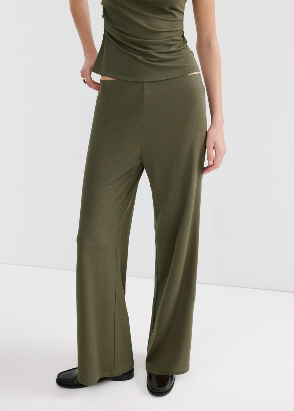 Khaki Straight-Fit Trousers With Elastic Waist, Beige - Khaki, large image number 3