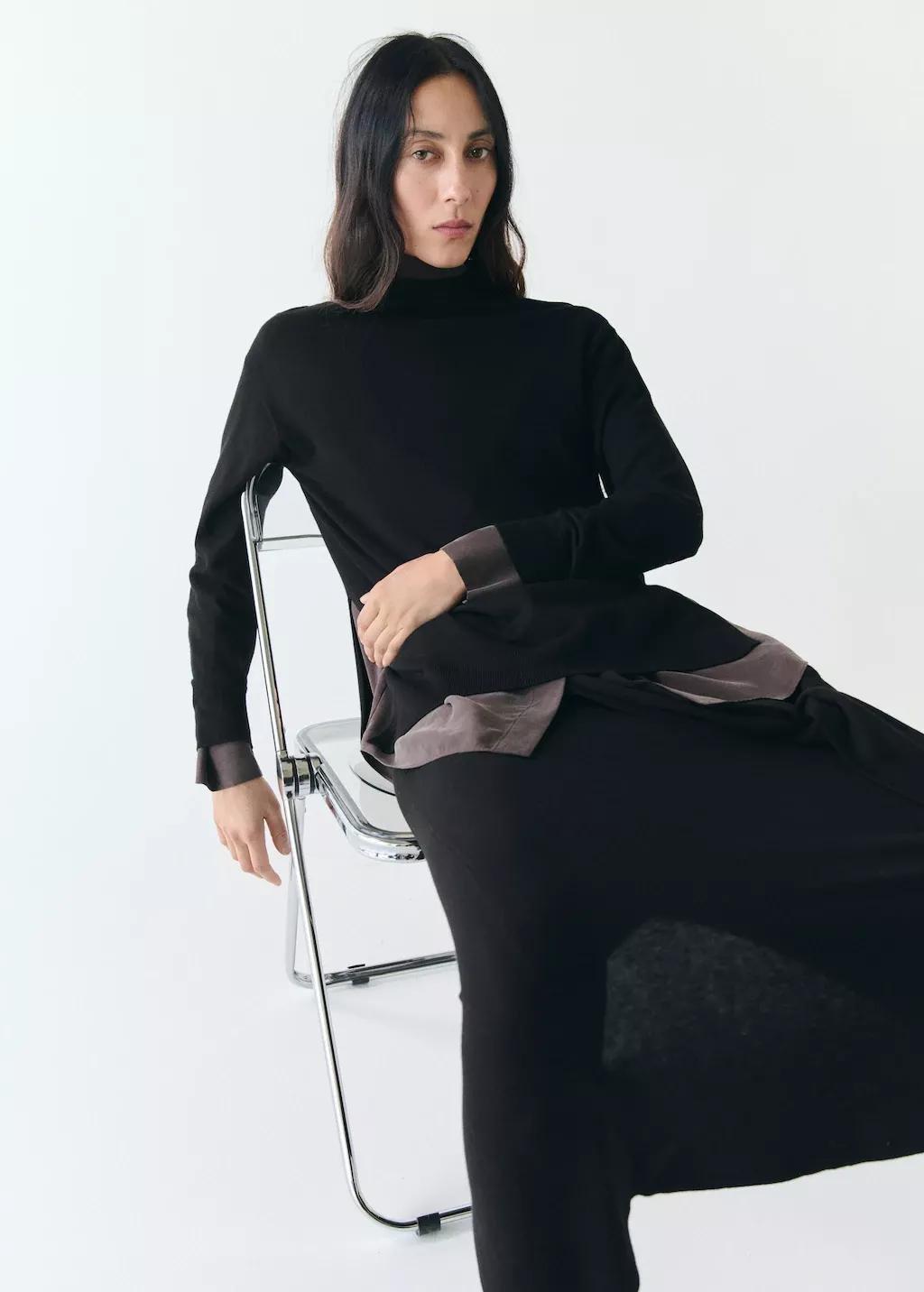 Black Knitted Skirt With Knot Detail, Black, large image number 5