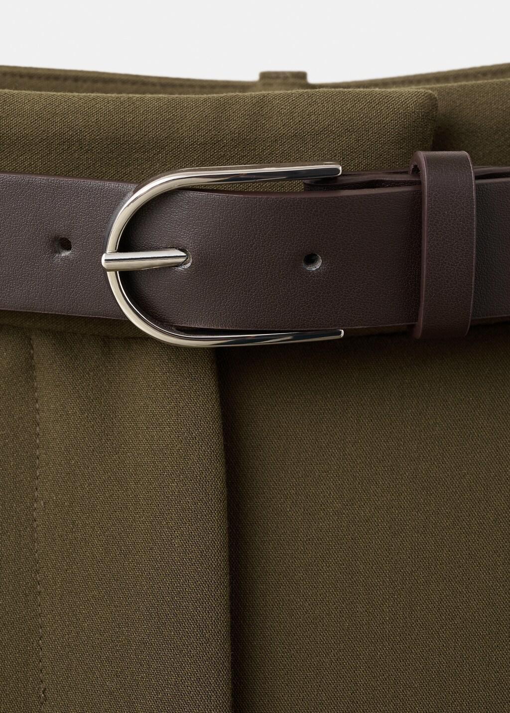 Khaki Belt Straight-Fit Trousers, 0201_37, medium