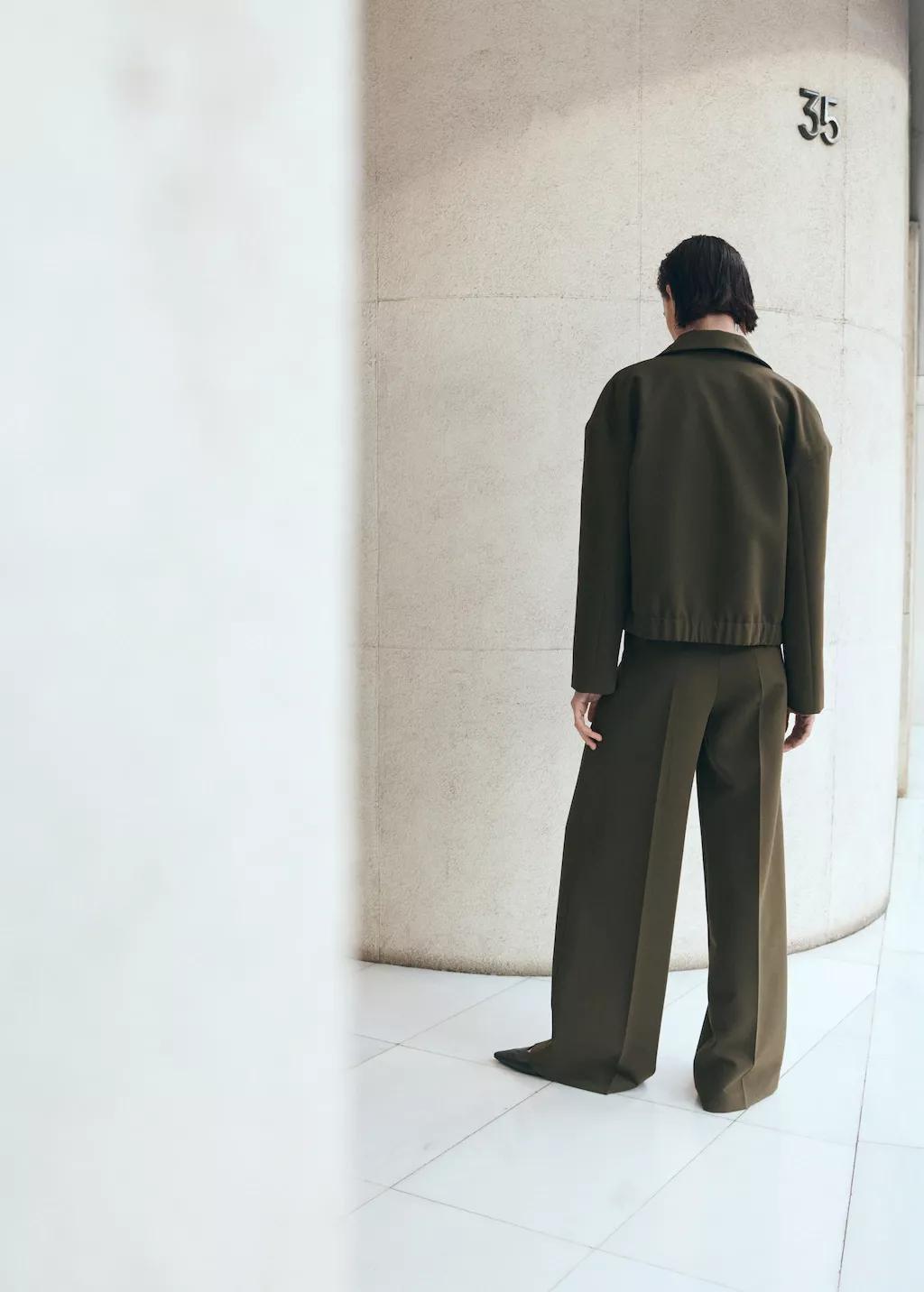 Khaki Belt Straight-Fit Trousers, 0201_37, large image number 2