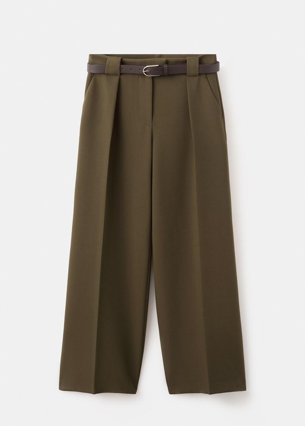 Khaki Belt Straight-Fit Trousers, 0201_37, large image number 6