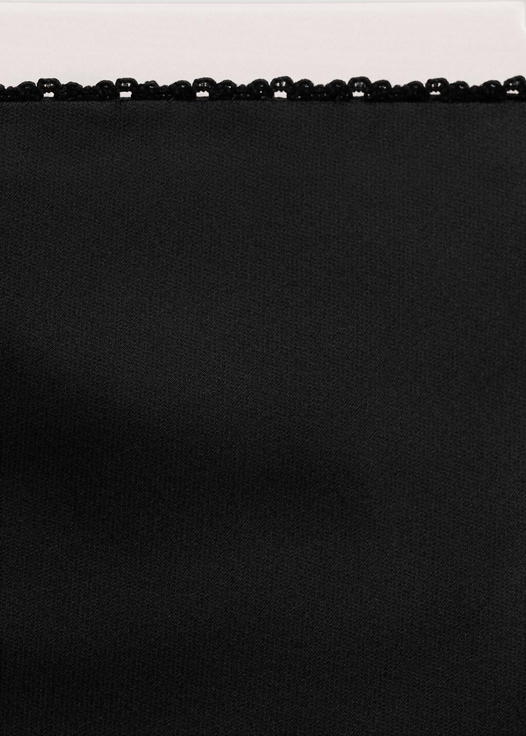 Black Satin Asymmetric Short Skirt With Lace, 0201_99, large image number 1