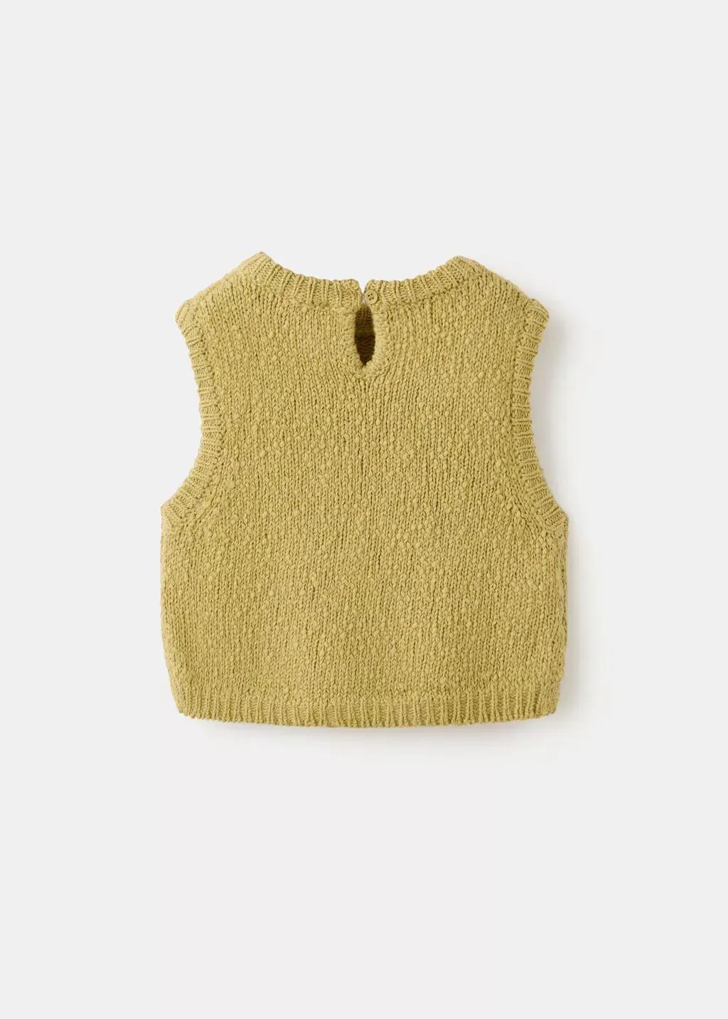 Yellow Knitted Gilet, Baby Girls, Bright Yellow, large image number 2