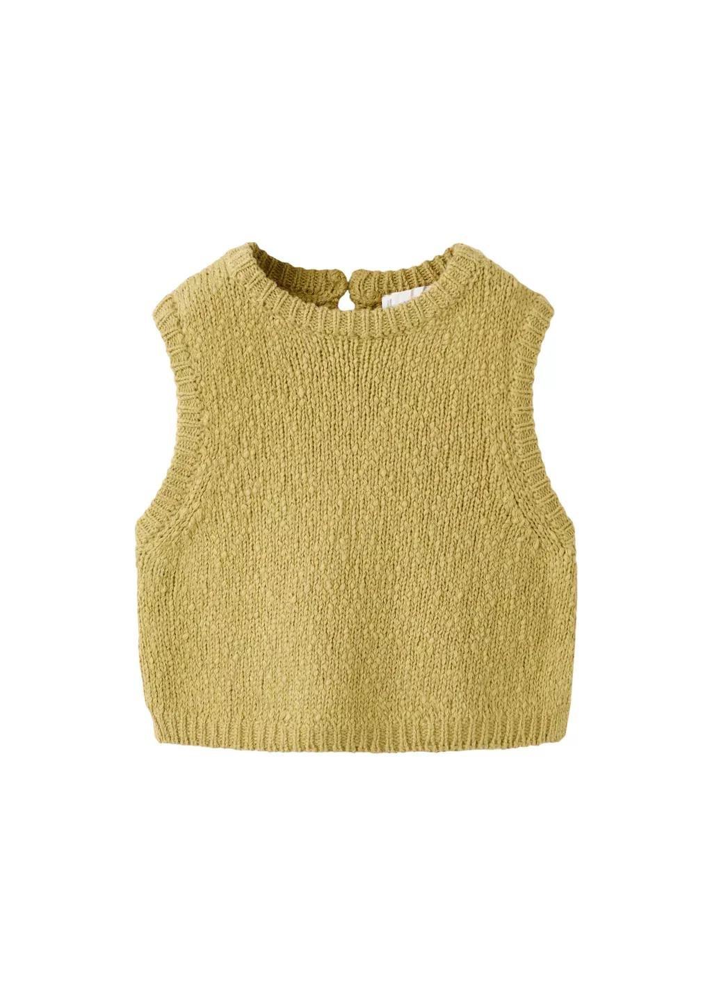 Yellow Knitted Gilet, Baby Girls, Bright Yellow, large image number 5