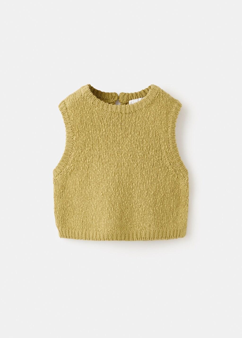 Yellow Knitted Gilet, Baby Girls, Bright Yellow, large image number 6