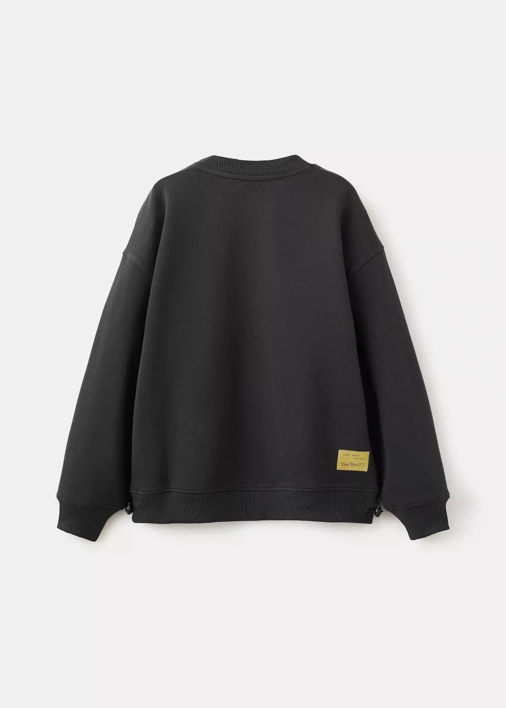 Grey Cotton-Blend Printed Sweatshirt, Kids Boy, Charcoal, large image number 2