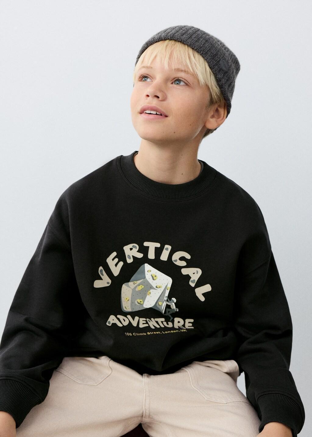 Grey Cotton-Blend Printed Sweatshirt, Kids Boy, Charcoal, large image number 3