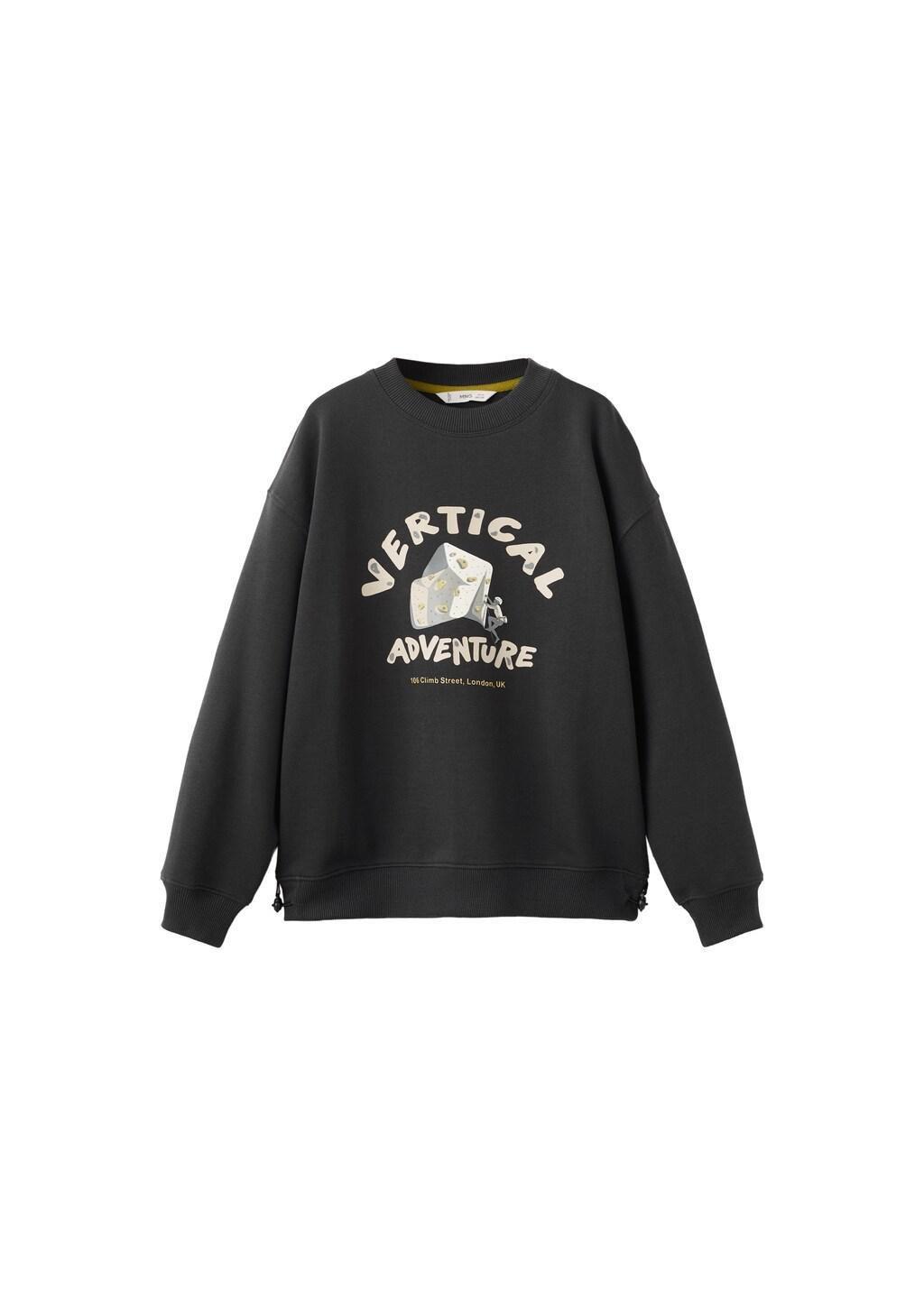 Grey Cotton-Blend Printed Sweatshirt, Kids Boy, Charcoal, large image number 6