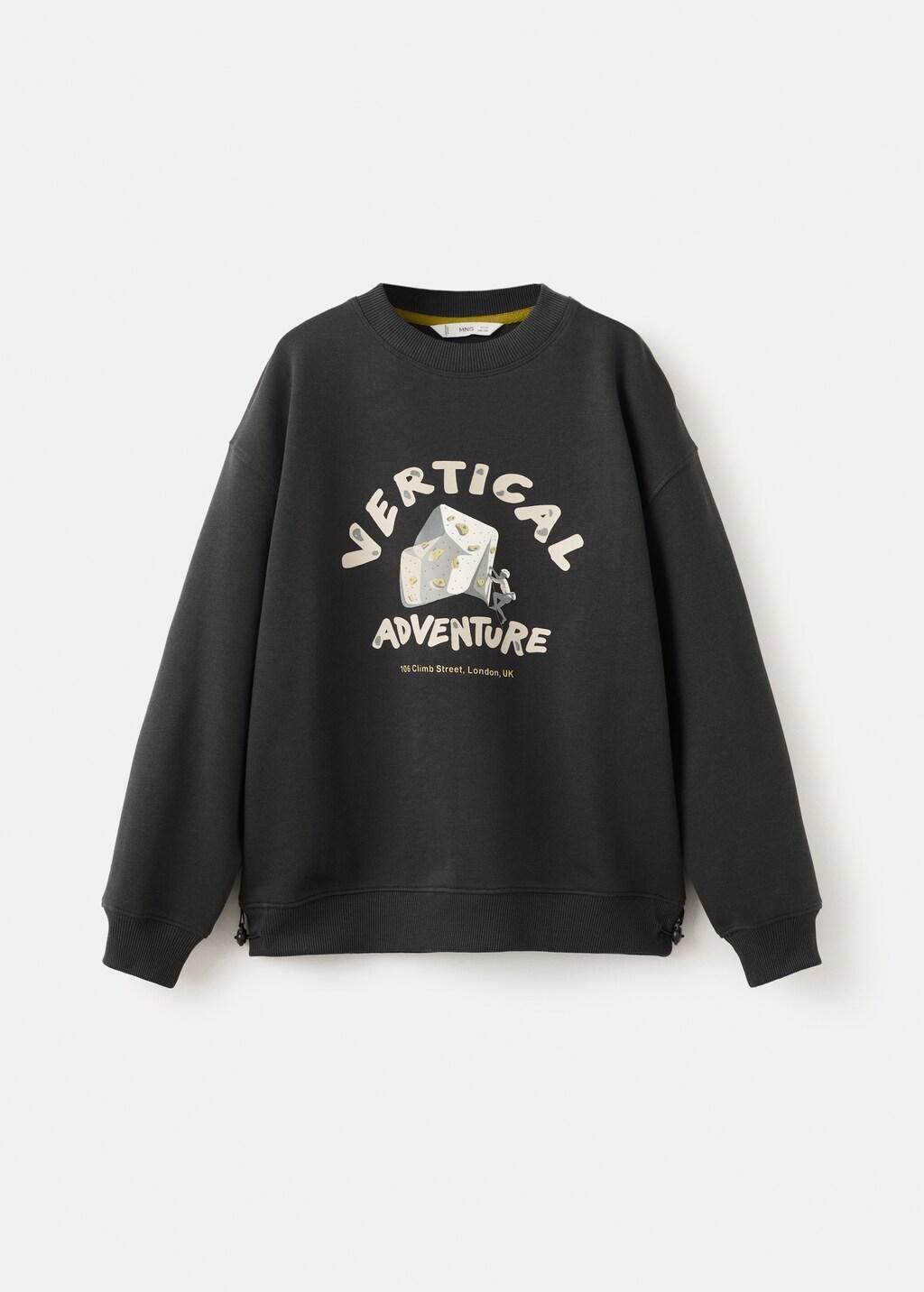 Grey Cotton-Blend Printed Sweatshirt, Kids Boy, Charcoal, large image number 7